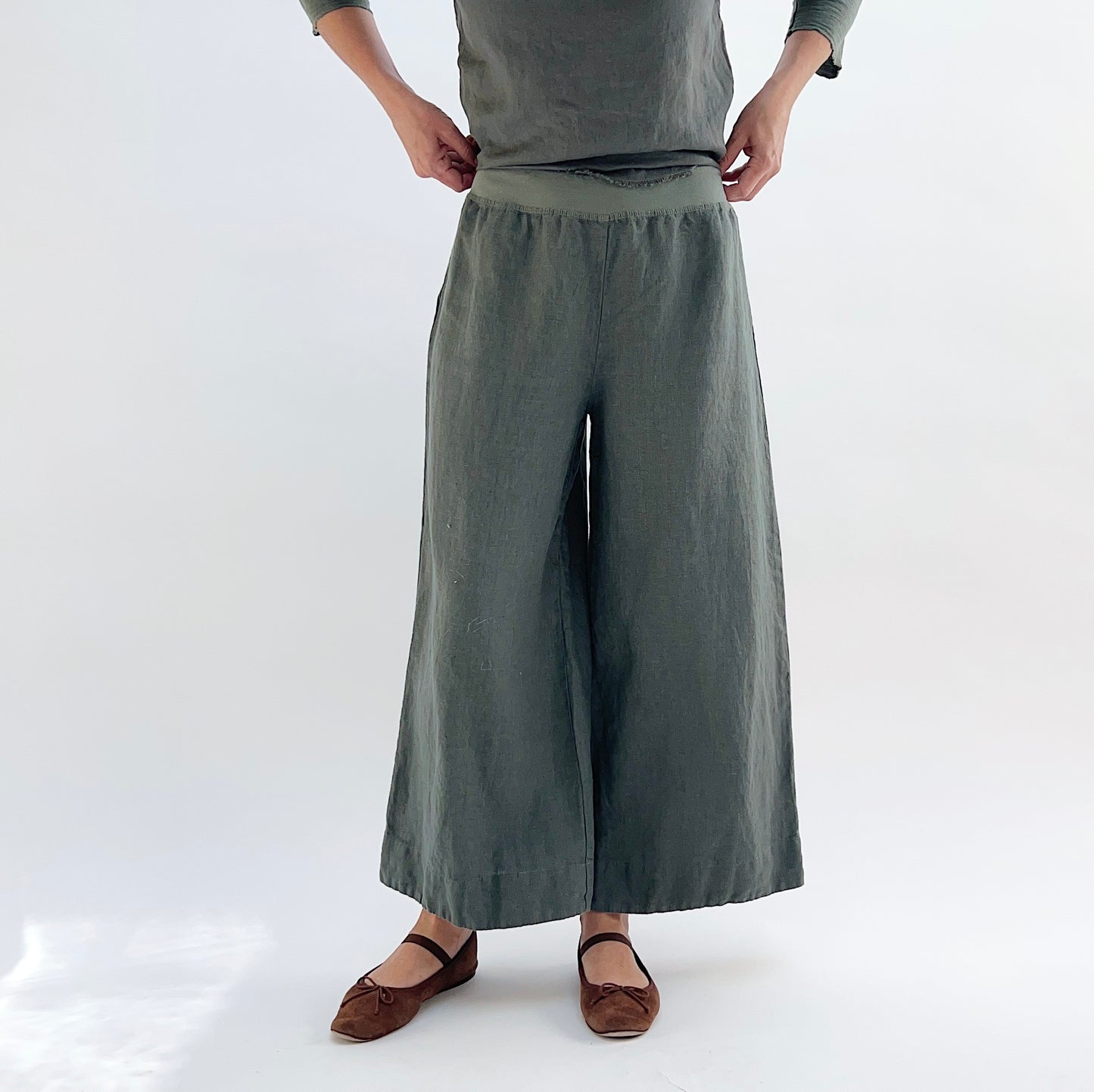 Cut Loose | Wide Leg Linen Cropped Pant in Clay