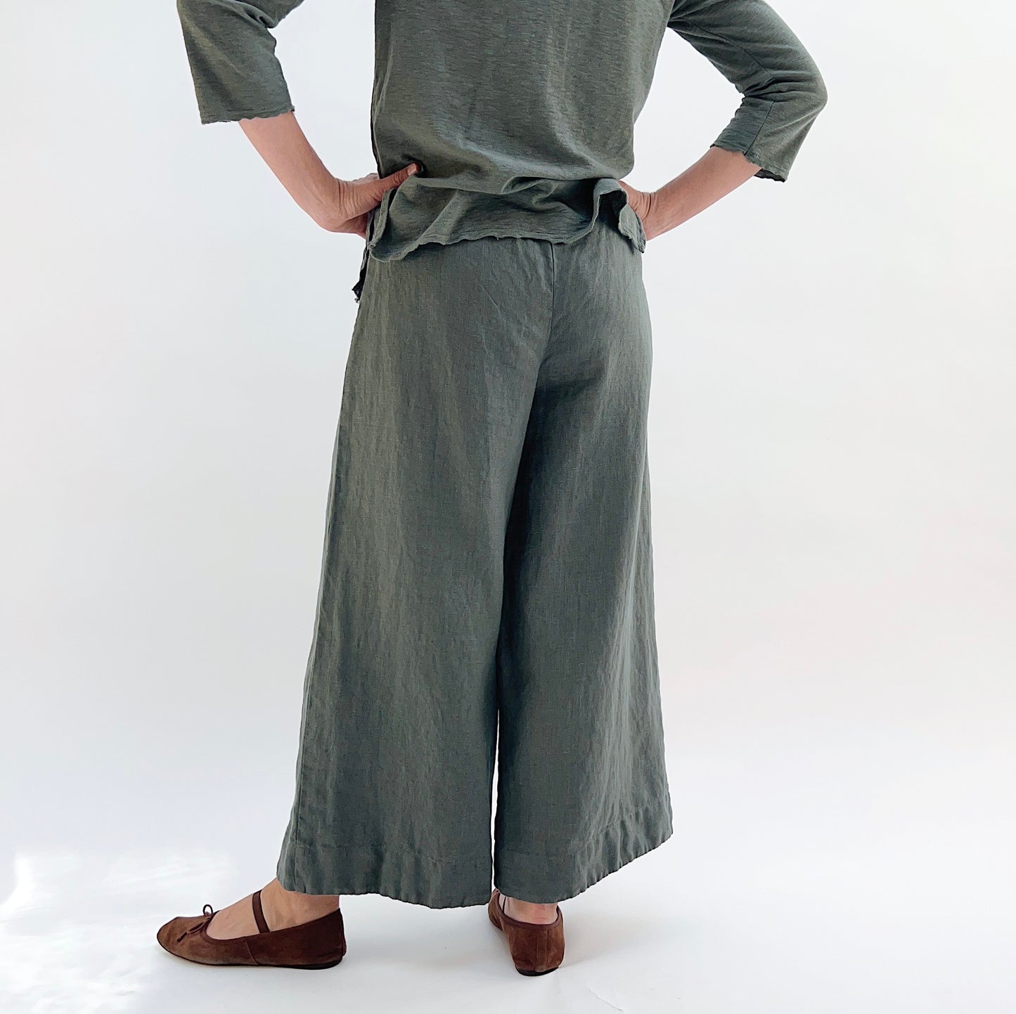 Cut Loose | Wide Leg Linen Cropped Pant in Clay
