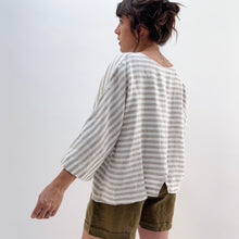 Load image into Gallery viewer, Yuvita | 3/4 Sleeve Top in Beige Stripe
