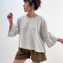 Load image into Gallery viewer, Yuvita | 3/4 Sleeve Top in Beige Stripe
