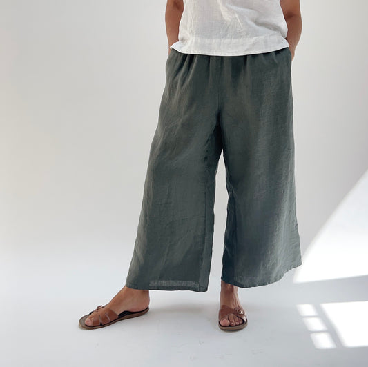 Cut Loose | Hanky Linen Full Crop Pant in Clay