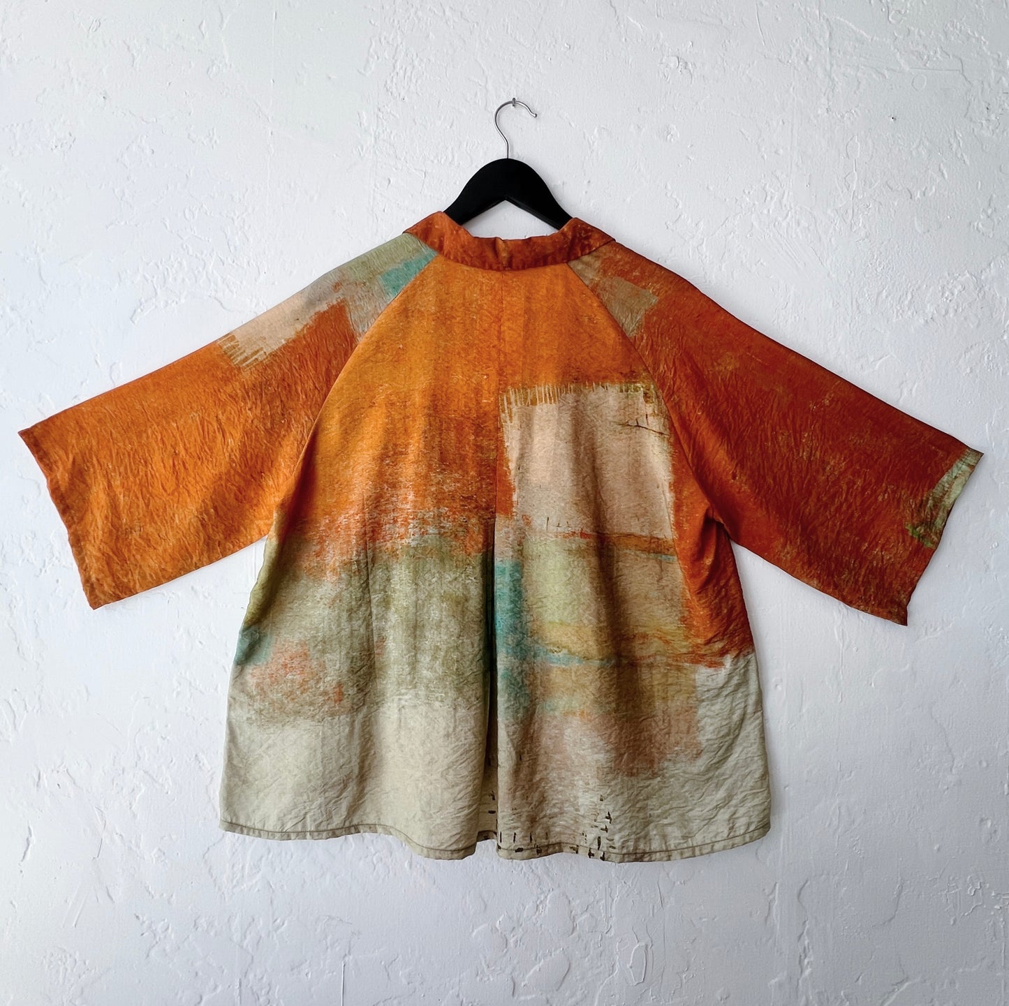 Cropped Sleeve Collared Button Down Blouse in Burnt Orange