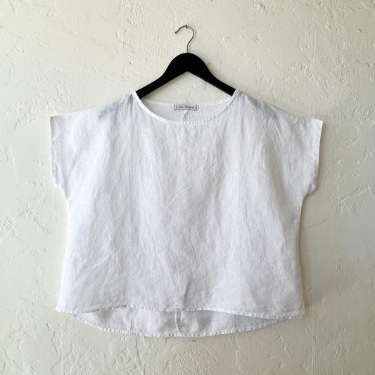 High Low Linen Tee in White