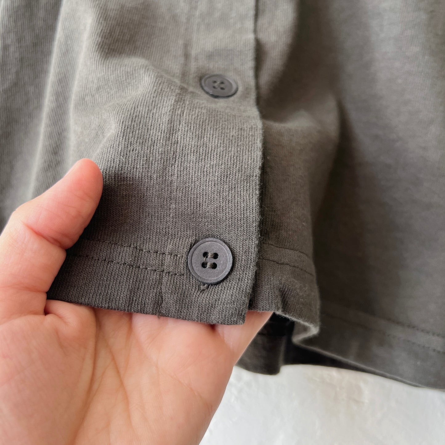 Pacific Cotton | Long Sleeve Button Front Shirt in Kelp