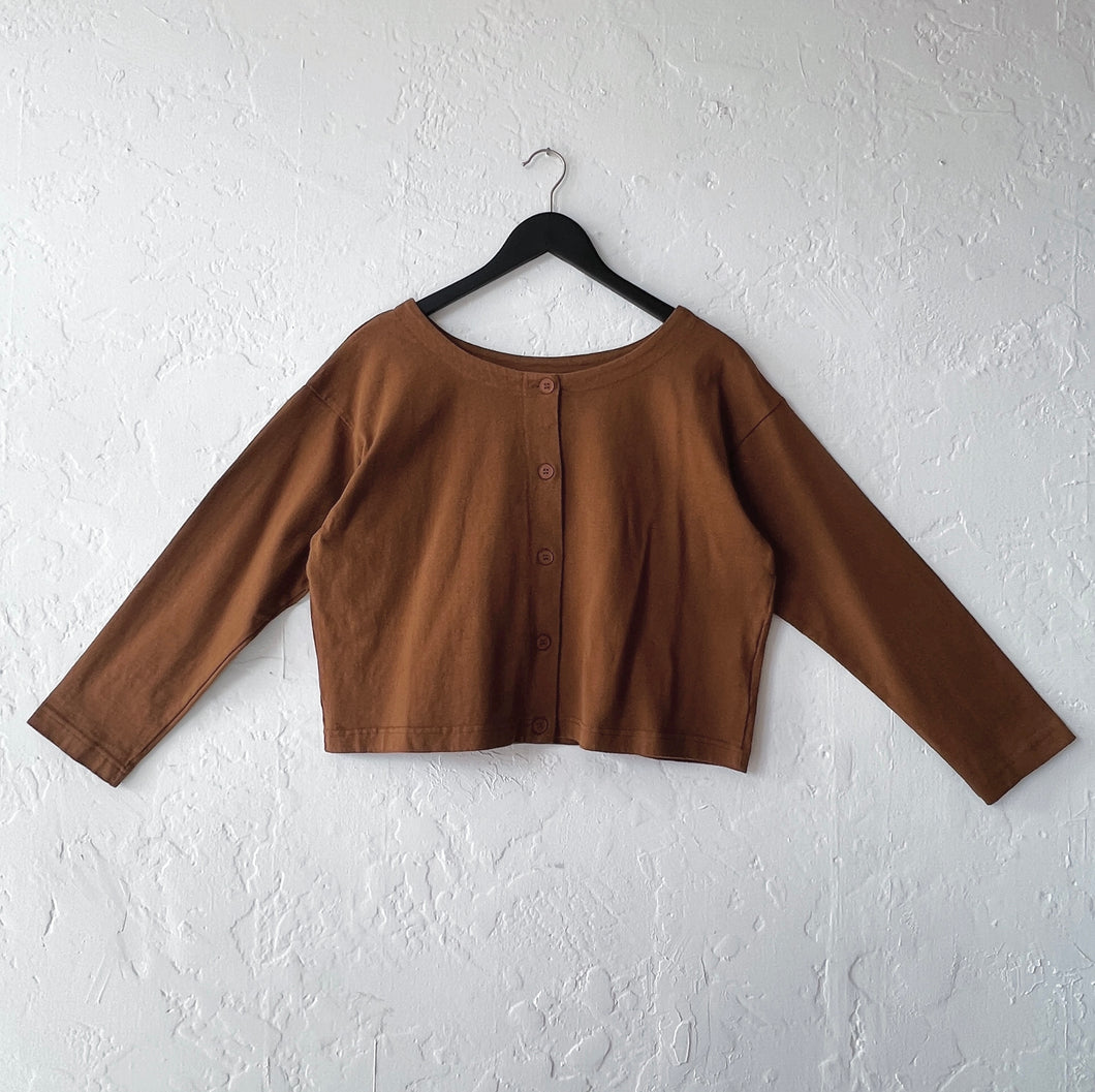 Pacific Cotton | Long Sleeve Button Front Shirt in Pinecone
