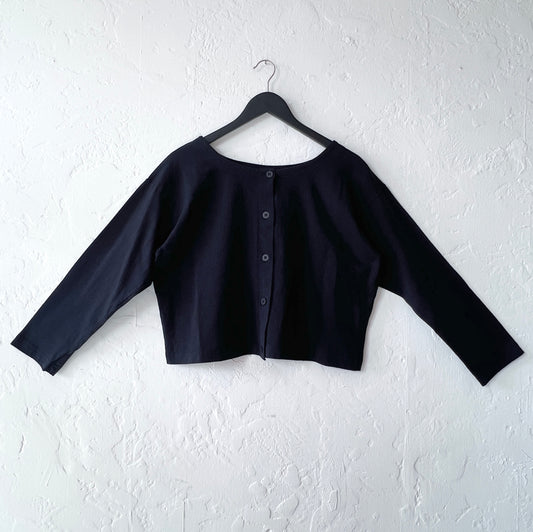 Pacific Cotton | Long Sleeve Button Front Shirt in Black