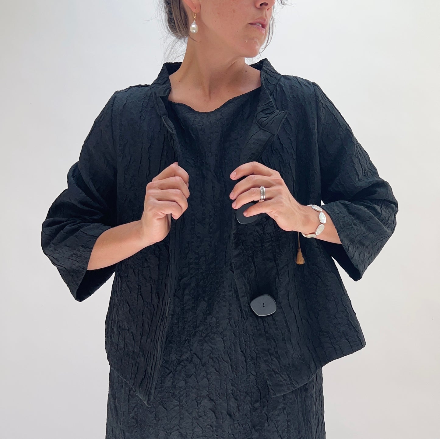 Olivia by Habitat | Perfect Plisse Socialite Jacket in Black