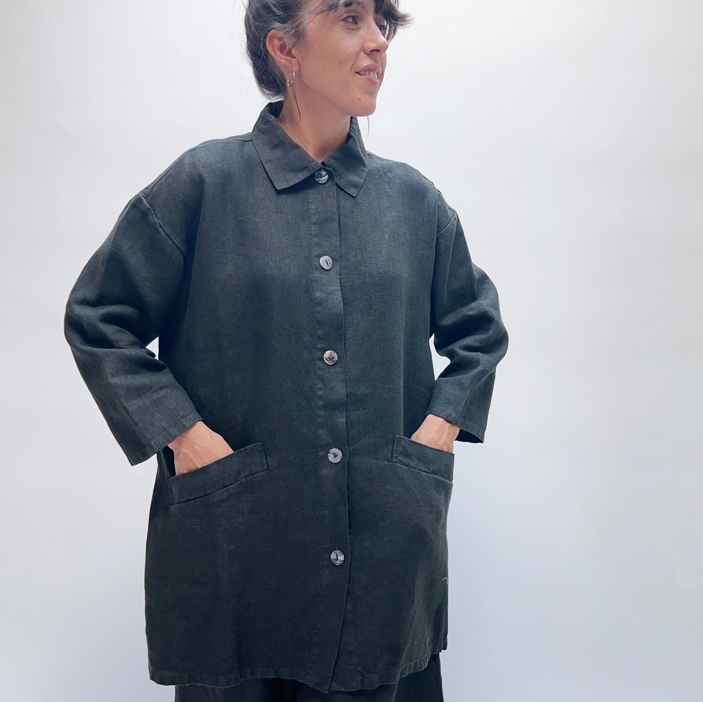 Bryn Walker | Heavy Linen Katherine Jacket in Kelp