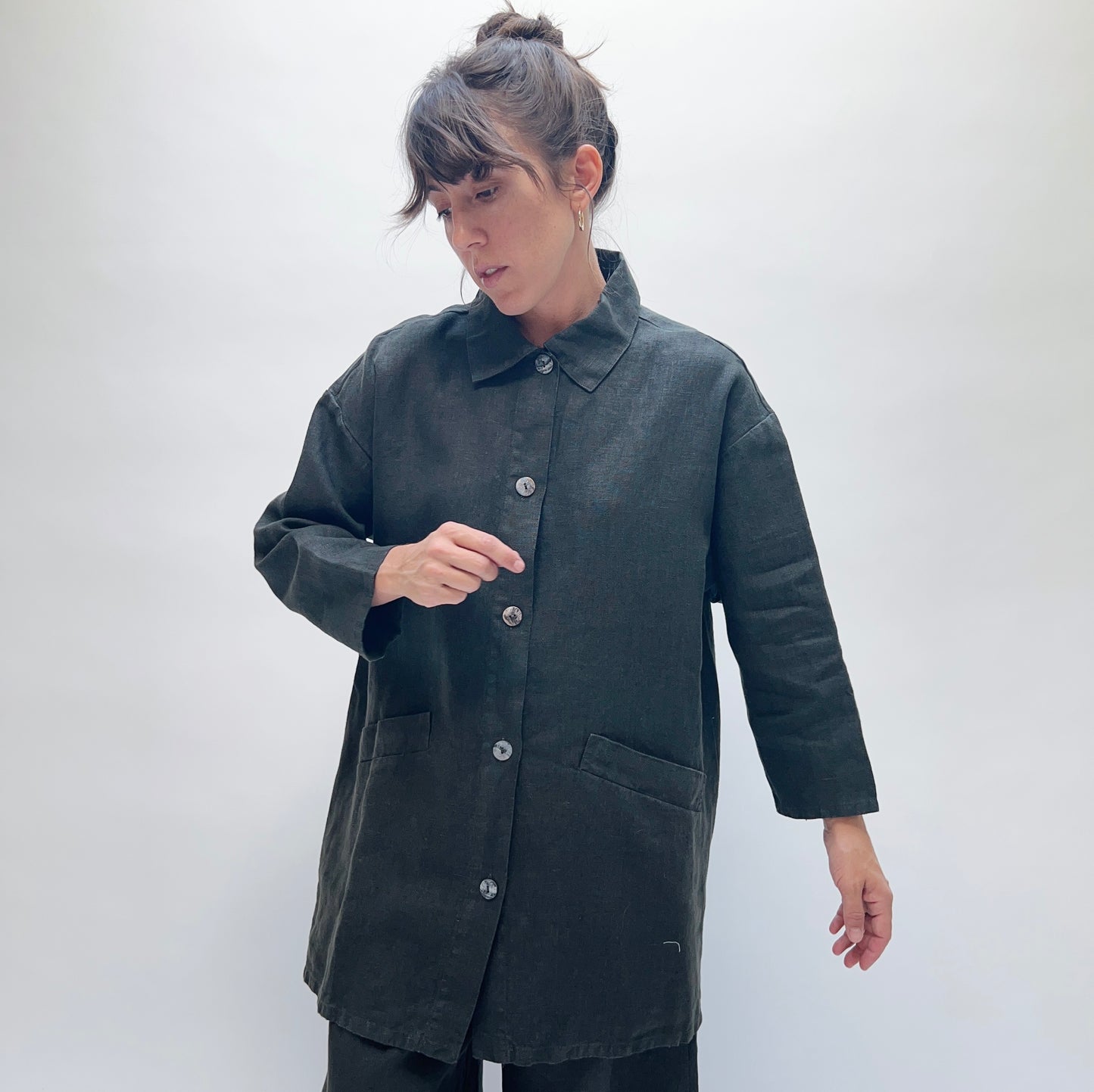 Bryn Walker | Heavy Linen Katherine Jacket in Kelp