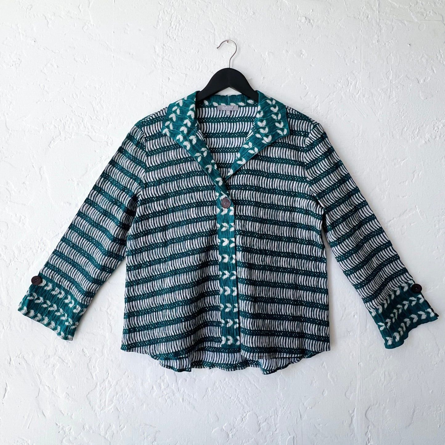 Habitat | Mixed Batik Hidden Placket Shirt in Juniper