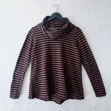 Load image into Gallery viewer, Cut Loose | Striped Cowl Neck Pullover in Cola
