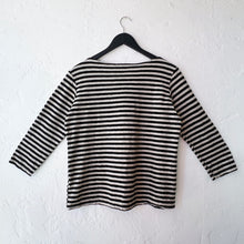 Load image into Gallery viewer, Cut Loose | 3/4 Sleeve Striped Boatneck Top in Moonbeam
