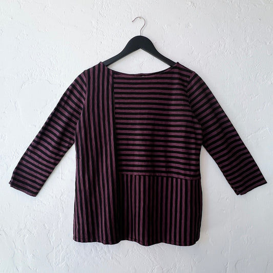 Cut Loose | Patch A-Line Boatneck Top in Cinnabark Stripes