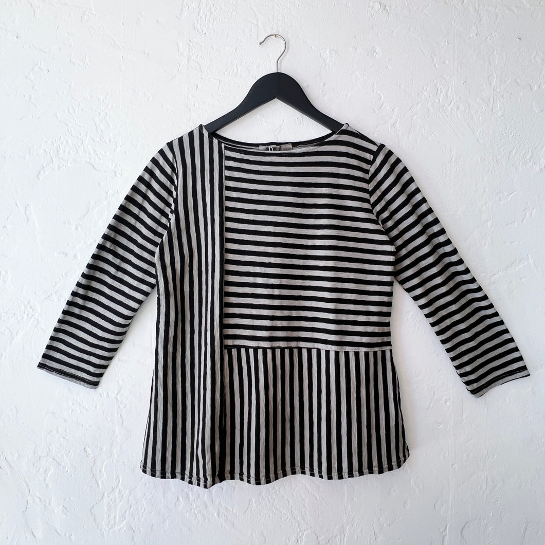Cut Loose | Patch A-Line Boatneck Top in Lentil Stripes