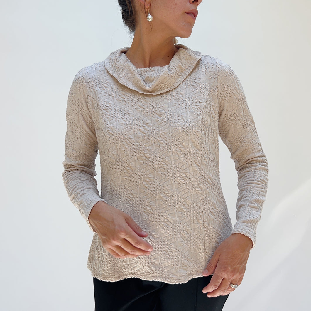 Habitat | Sunburst Knit Cowl Neck Pullover in Dove