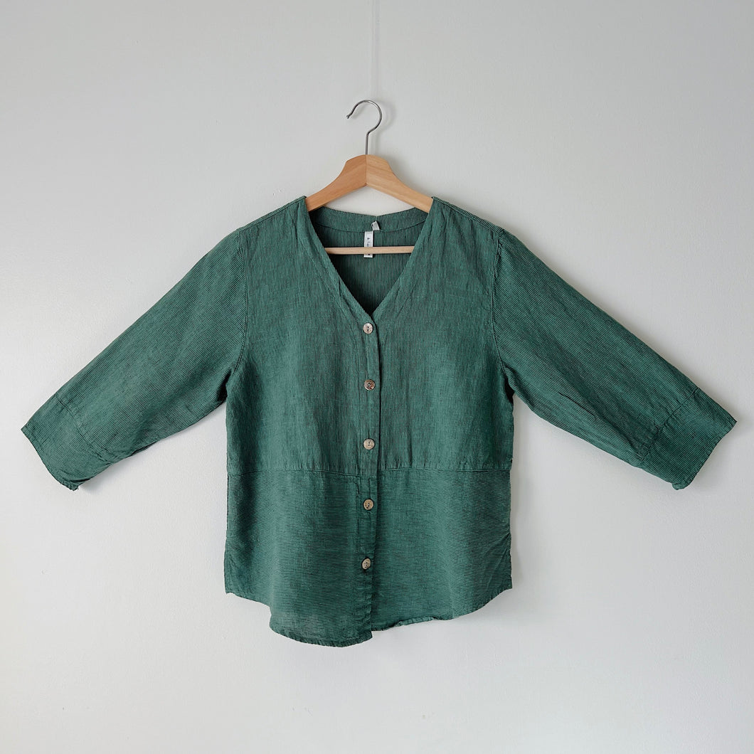 Kleen | 3/4 Sleeve Button Down Shirt in Oregano Stripe