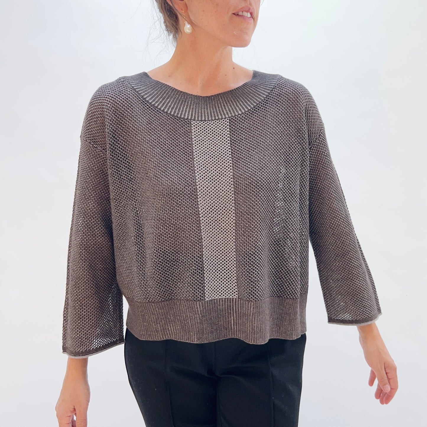 Habitat | Reversible Mesh Sweater in Chocolate