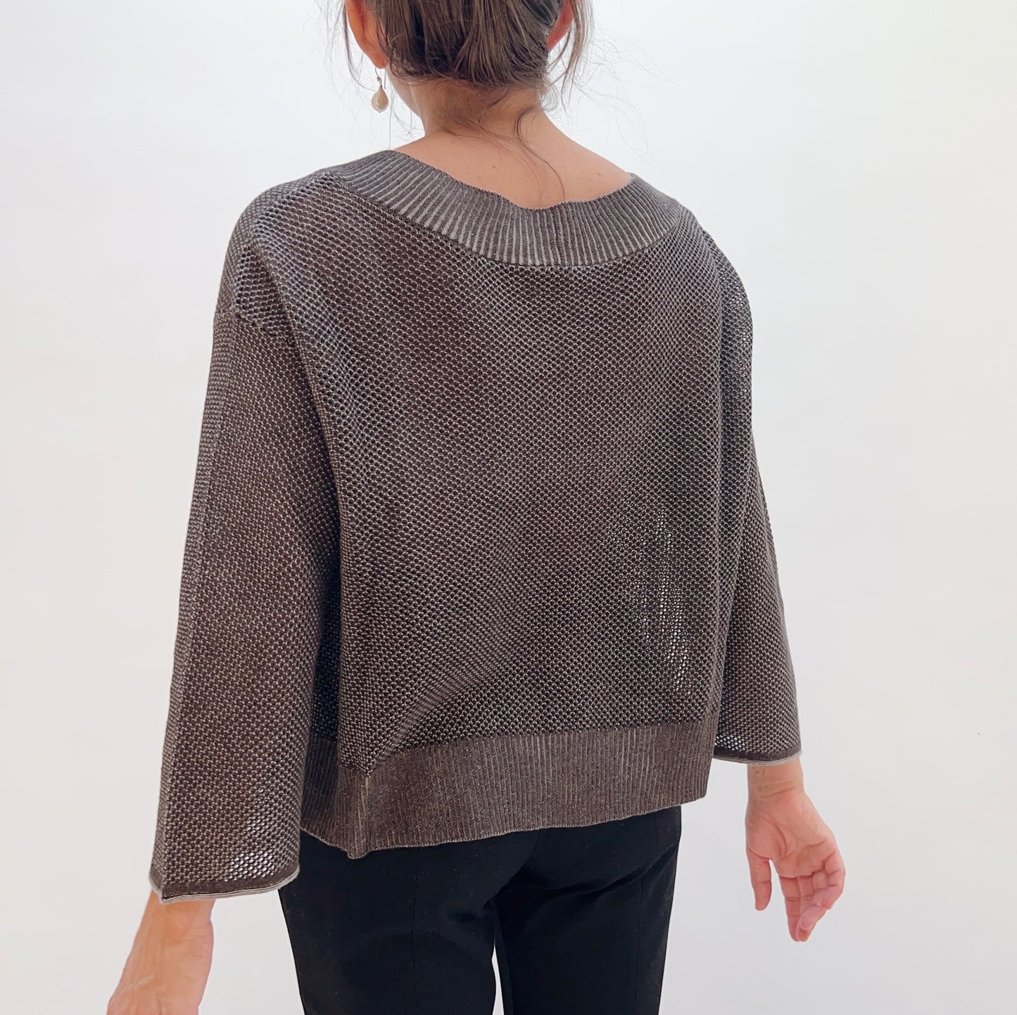 Habitat | Reversible Mesh Sweater in Chocolate