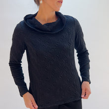 Load image into Gallery viewer, Habitat | Sunburst Knit Cowl Neck Pullover in Black
