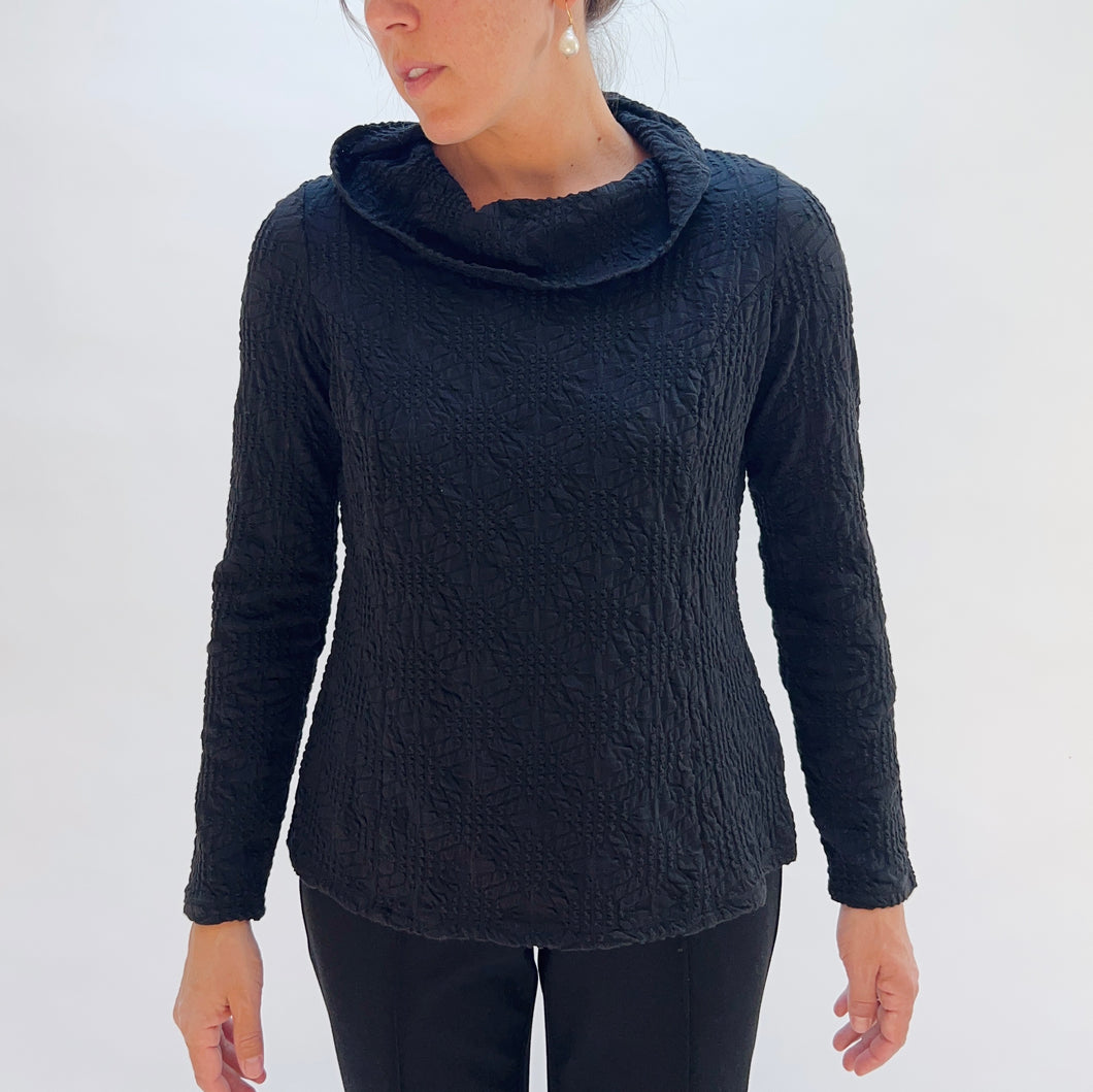 Habitat | Sunburst Knit Cowl Neck Pullover in Black