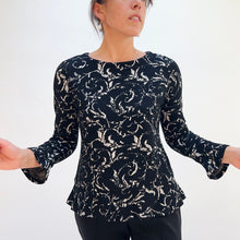 Load image into Gallery viewer, Habitat | Jacquard Scroll Peplum Top in Dove
