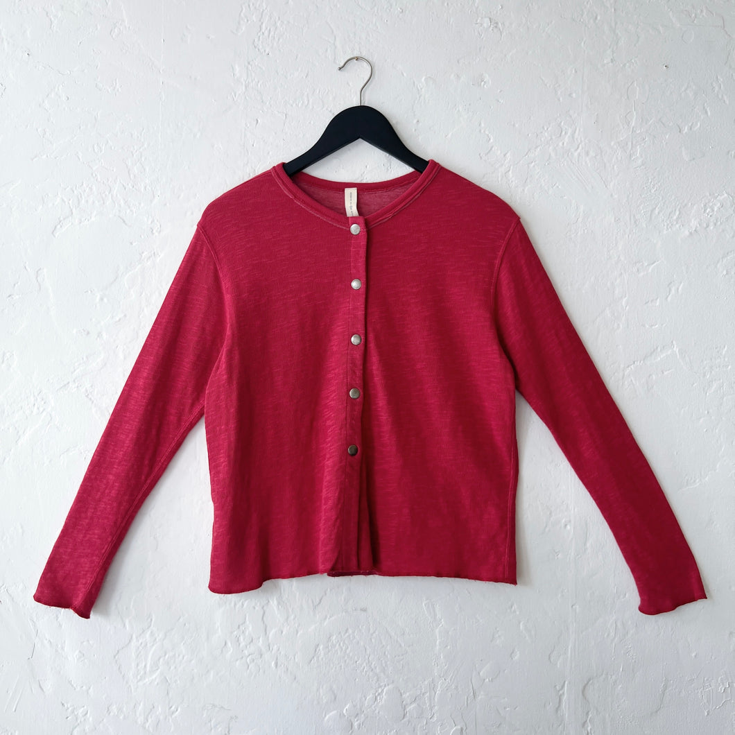 North Star Base | Snap Front Cardigan in Ruby