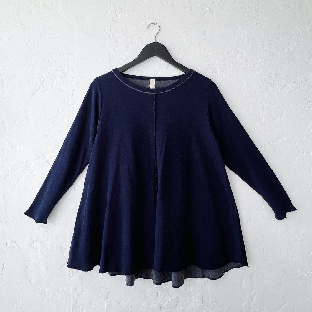 North Star Base | Double Cotton High-Low Top in Indigo