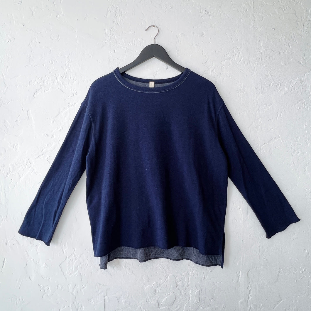 North Star Base | Long Sleeve Double Cotton Beach Tee in Indigo
