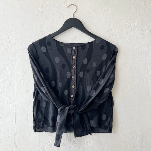 Cut Loose | Dot Jacquard Drop Cardigan in Gull