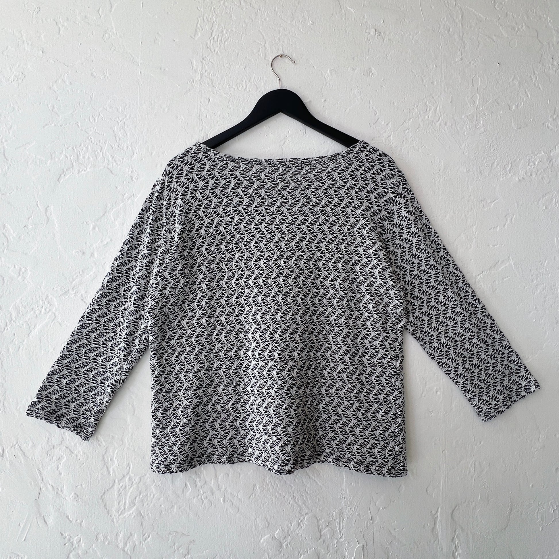 Wavy Crochet Knit 3/4 Sleeve Boatneck Top in Laundered – Cut Loose
