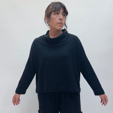 Load image into Gallery viewer, Bryn Walker | Cropped Fleece Stowe Sweatshirt in Black
