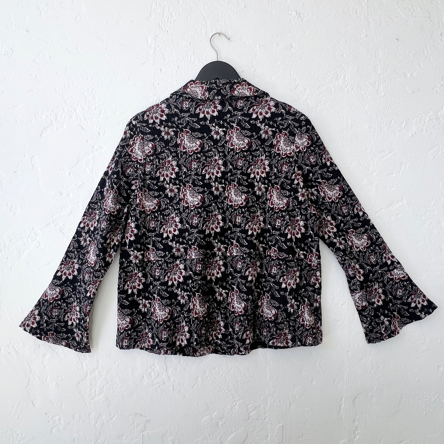 Habitat | Floral Flounce Button Down in Black