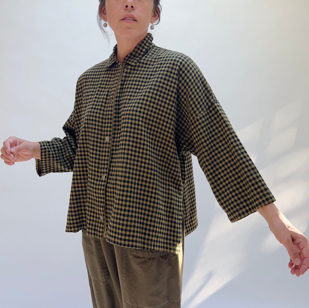 Eleven Stitch | Small Check Big Shirt in Teak