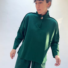 Load image into Gallery viewer, Eleven Stitch | Long Funnel Neck Slub Sweatshirt in Blue Hunter
