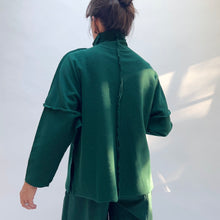 Load image into Gallery viewer, Eleven Stitch | Long Funnel Neck Slub Sweatshirt in Blue Hunter
