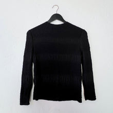 Load image into Gallery viewer, Vanite Couture | Long Sleeve Crinkle Stripe Top in Black

