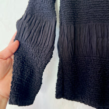 Load image into Gallery viewer, Vanite Couture | Long Sleeve Crinkle Stripe Top in Black
