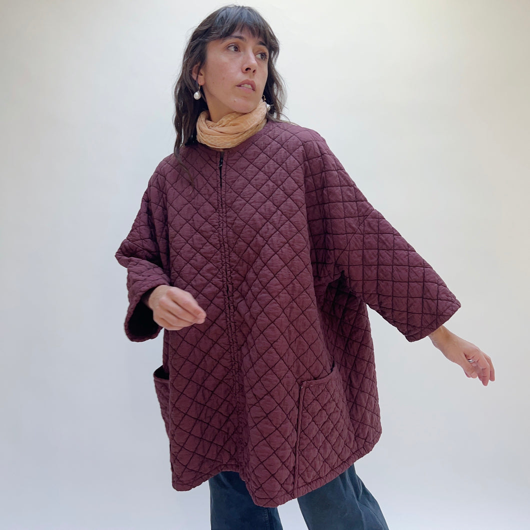 Cut Loose | Quilted One Size Zip Jacket in Cinnabark