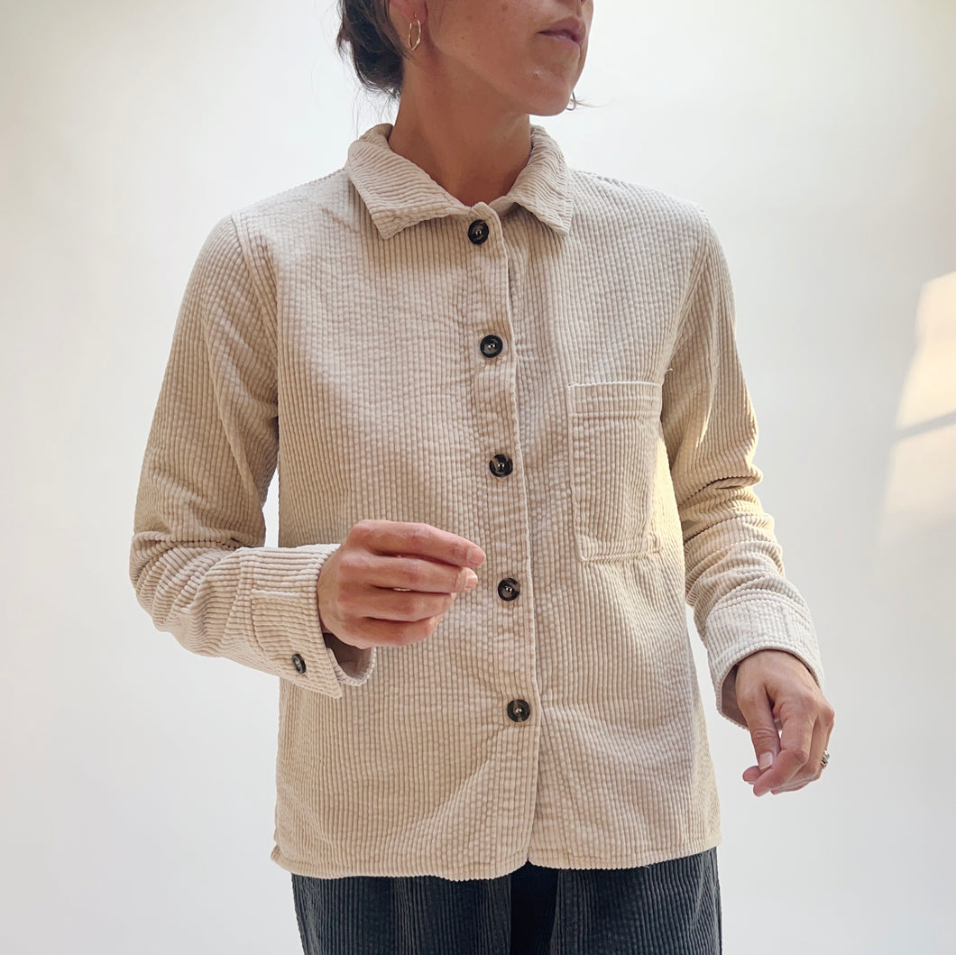 Cut Loose | Lux Corduroy Crop Shirt in Moonbeam