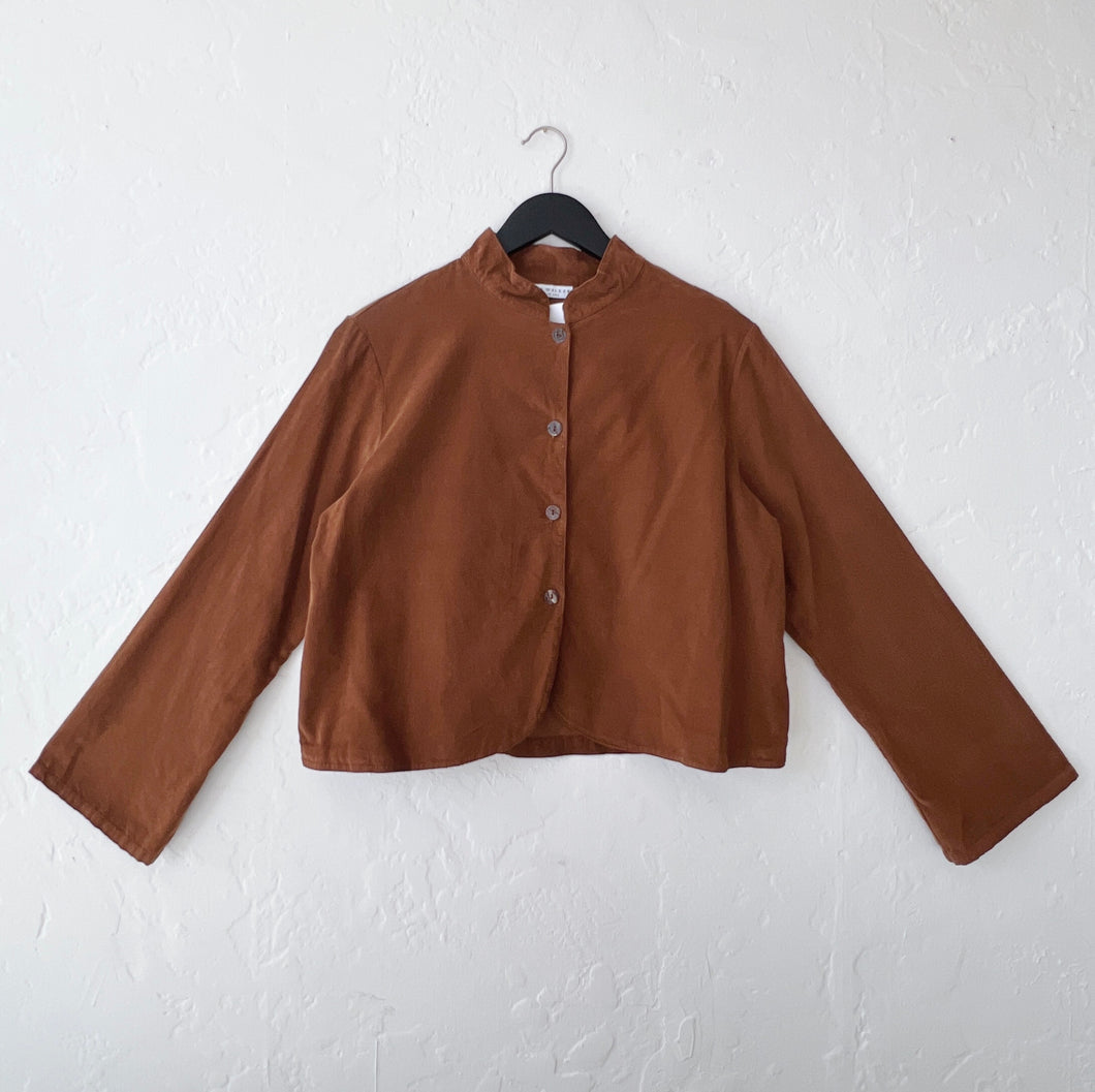 Bryn Walker | Corduroy Standing Collar Crop Jacket in Pinecone