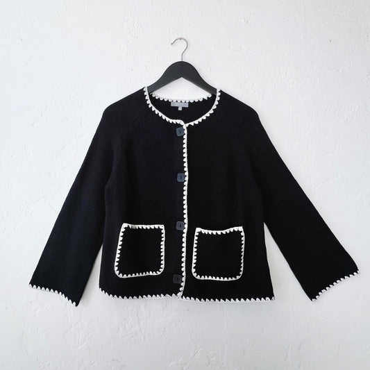 Habitat | Contrast Stitch Cardigan in Black