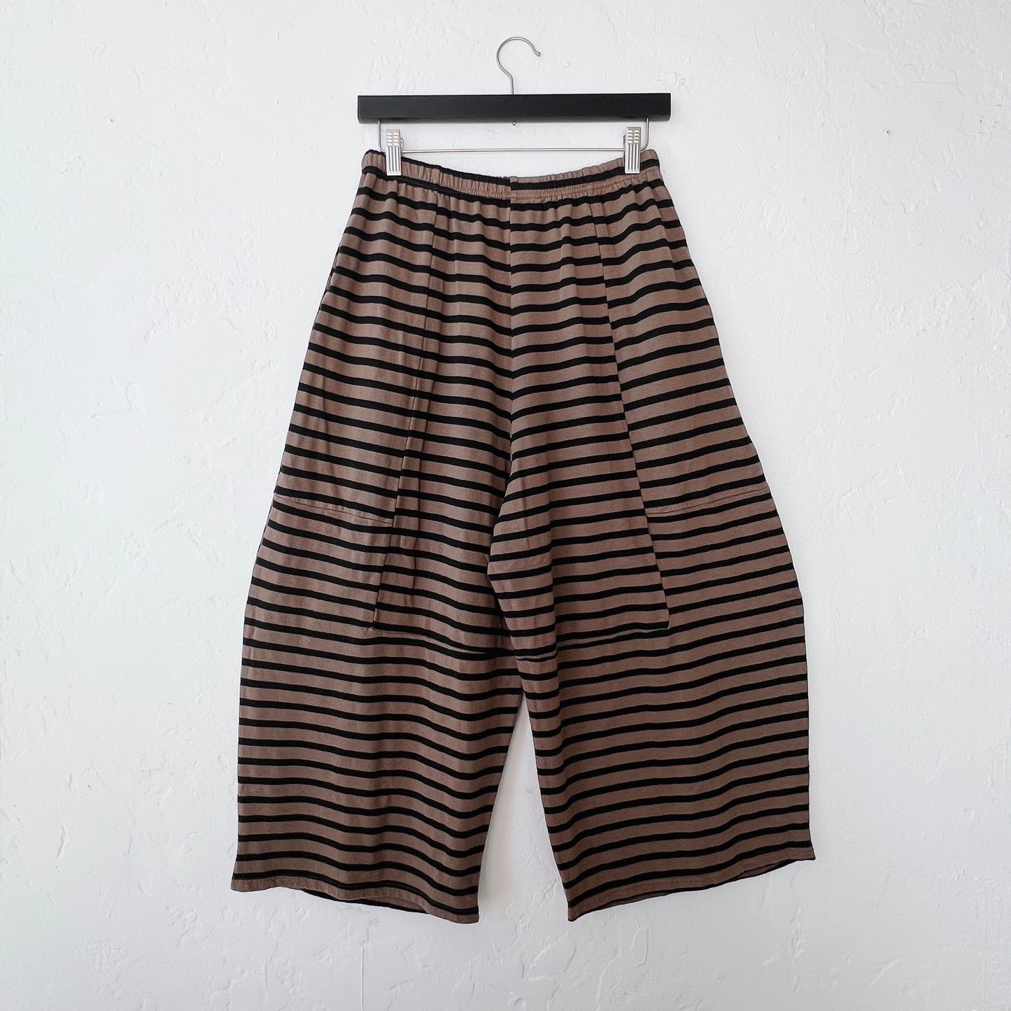 Cut Loose | Fleece Balloon Crop Pant in Black Stripe & Cola