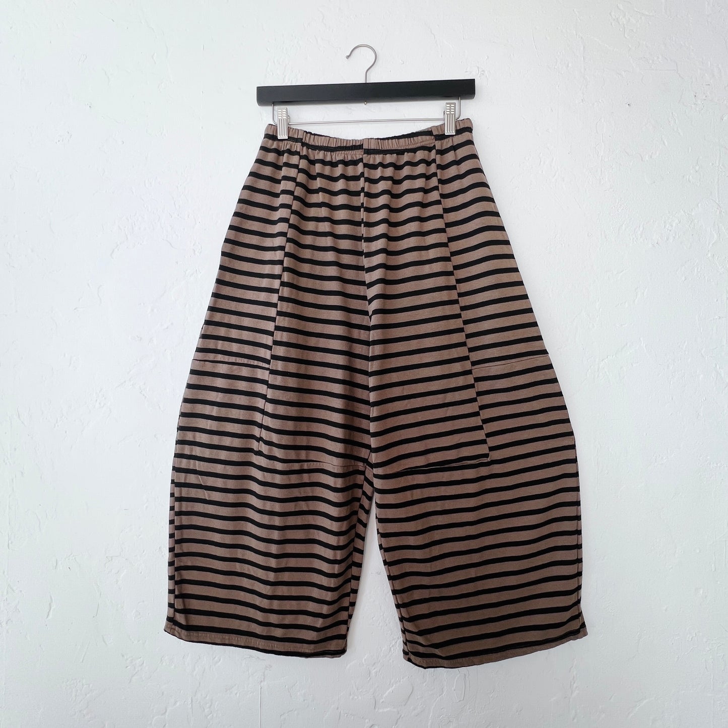 Cut Loose | Fleece Balloon Crop Pant in Black Stripe & Cola