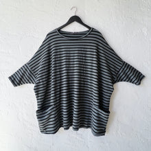 Load image into Gallery viewer, Cut Loose | One Size Fleece Pullover in Black &amp; Gull Stripe
