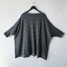 Load image into Gallery viewer, Cut Loose | One Size Fleece Pullover in Black &amp; Gull Stripe
