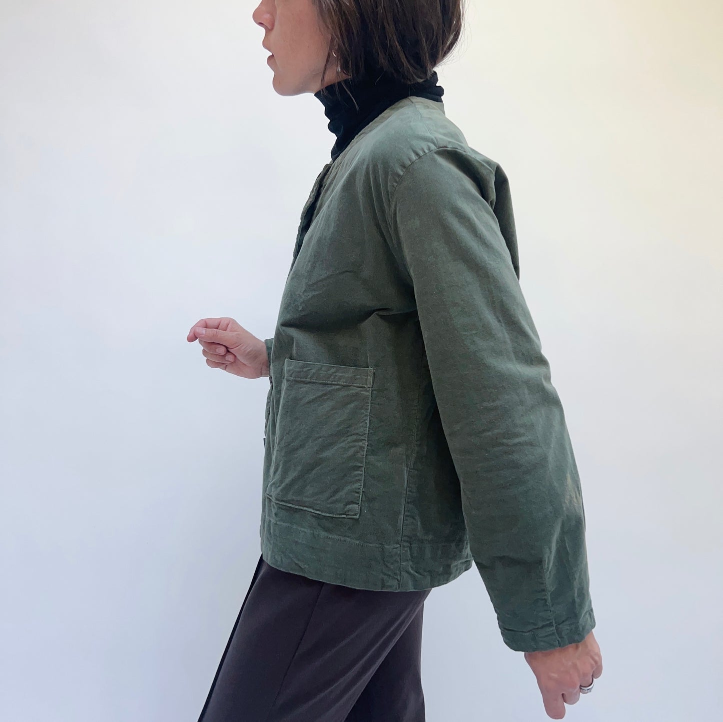 Cut Loose | Pinwheel Corduroy Barrel Sleeve Jacket in Kelp