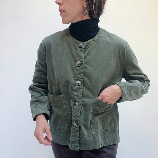 Cut Loose | Pinwheel Corduroy Barrel Sleeve Jacket in Kelp