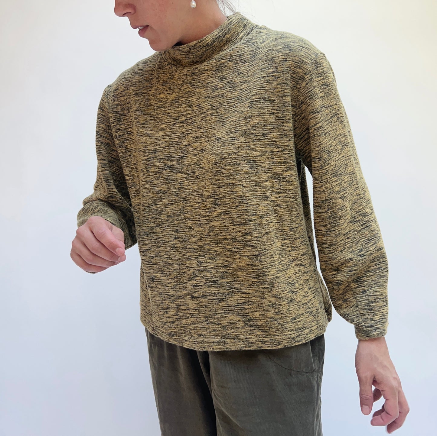 Cut Loose | Crimped Mock Neck Top in Mustard