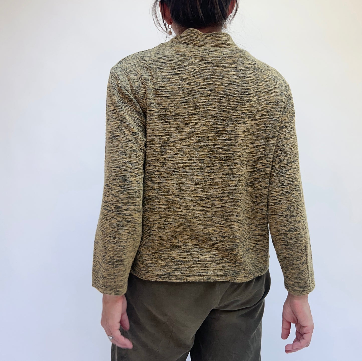 Cut Loose | Crimped Mock Neck Top in Mustard