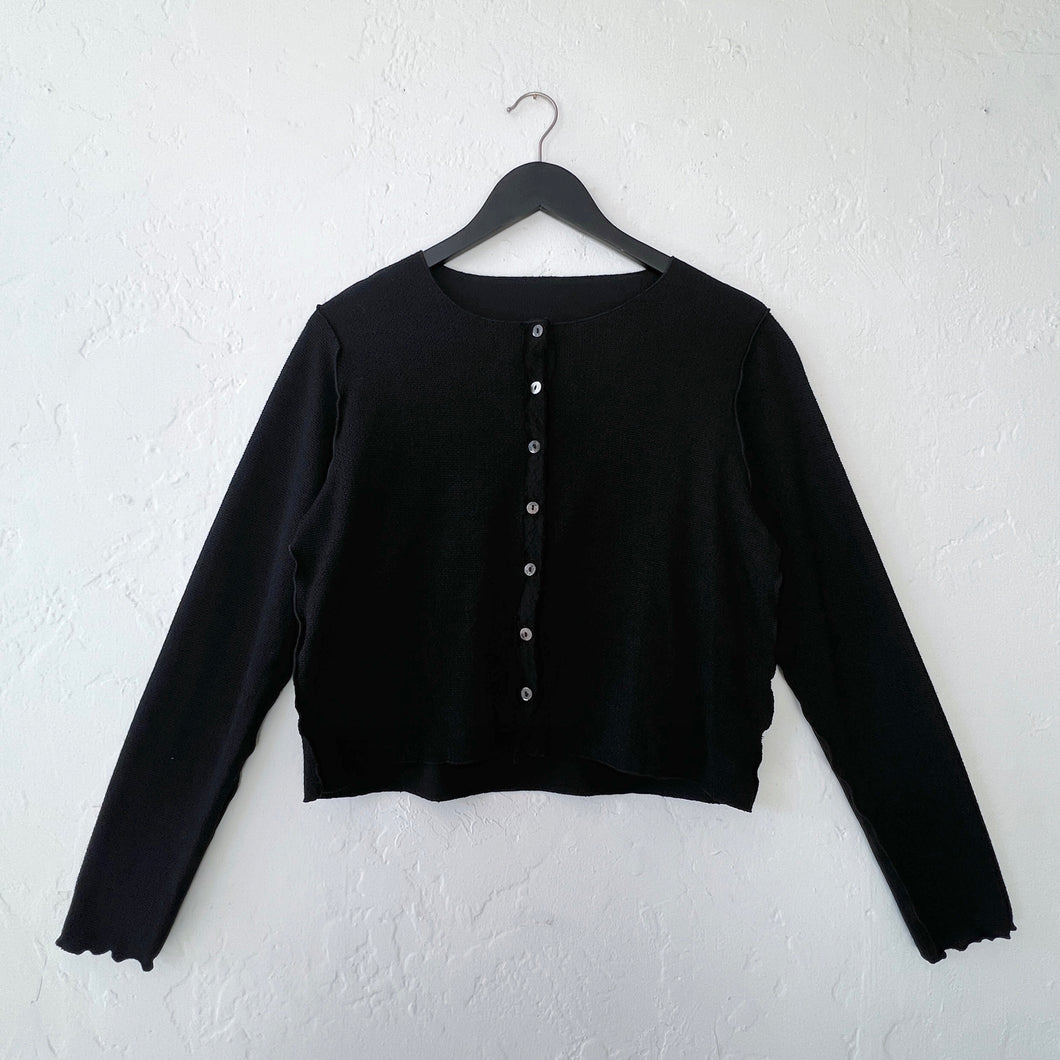 Cut Loose | Marble Knit Cropped Cardigan in Black